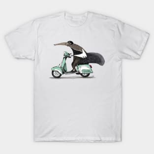 Anteater on a Vespa - Green T-Shirt